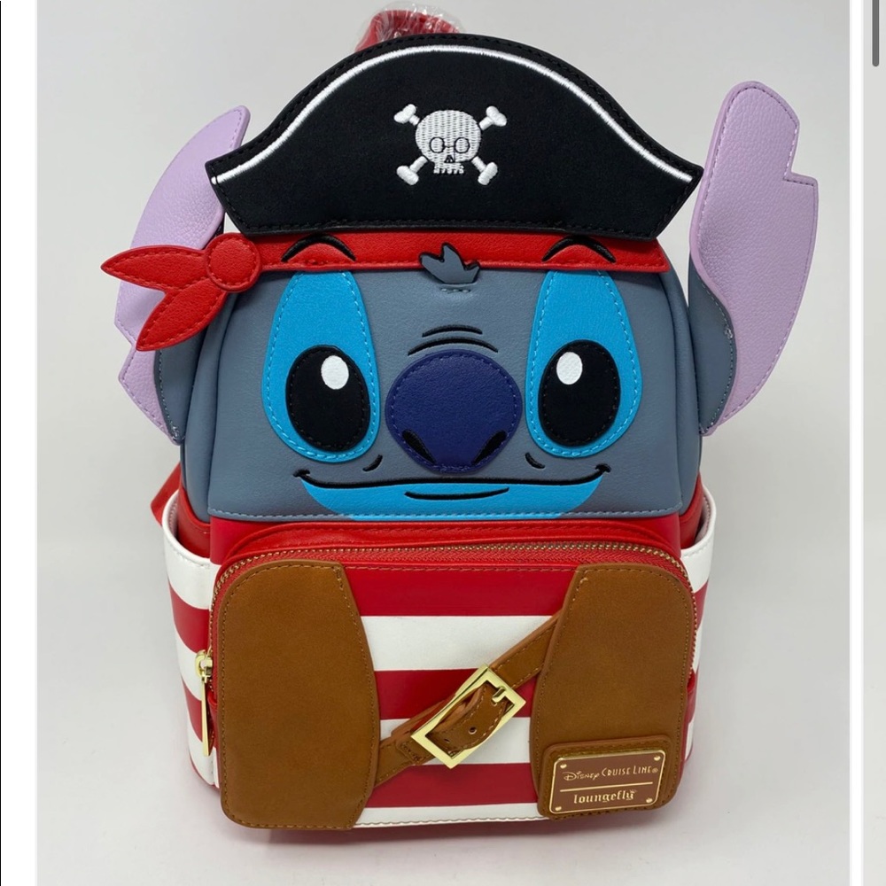 Loungefly Pirate Stitch Mini Backpack - Red, Blue, Brown